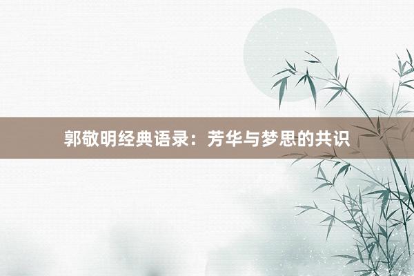 郭敬明经典语录：芳华与梦思的共识